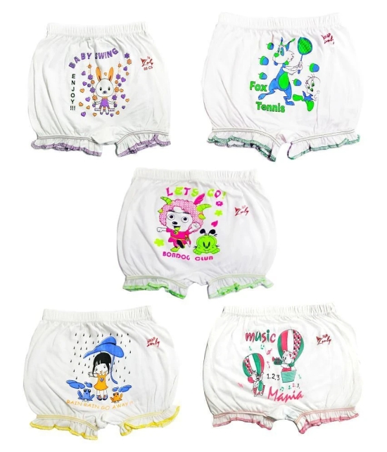 HAP - White Cotton Girls Bloomers ( Pack of 5 ) - None