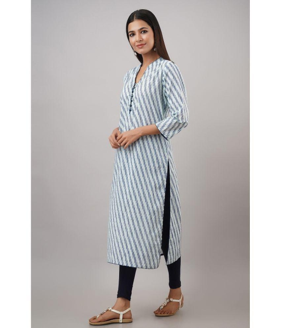 FabbibaPrints - Blue Cotton Women's Straight Kurti ( Pack of 1 ) - None