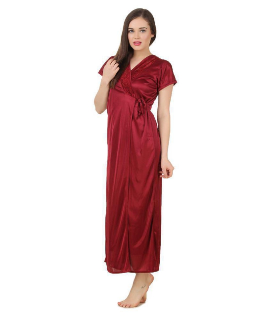 Fasense Satin Robes - Maroon - L