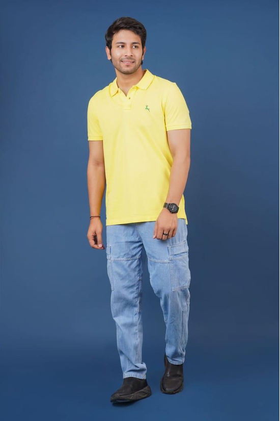 Men's Yellow Embroidery Polo T-Shirt