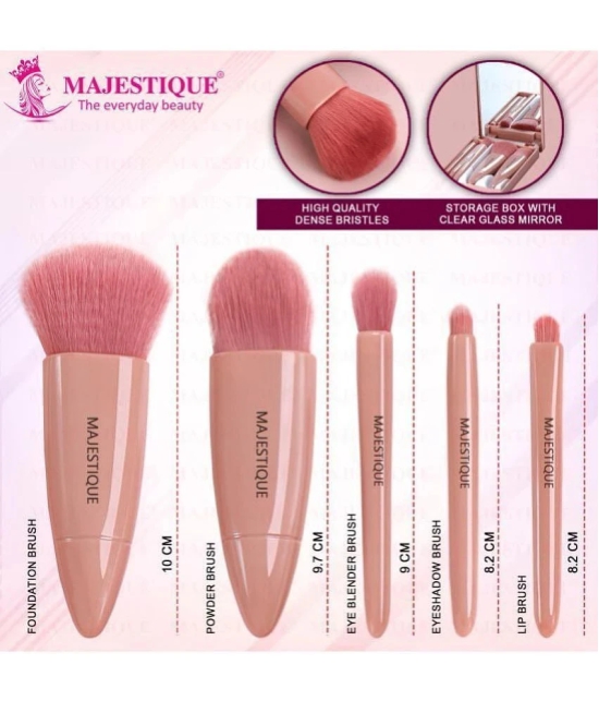 Majestique Travel Friendly Make-Up Kit with Mirror, Ultra-Soft Bristles for Face, Lip Eye - 6 Pcs