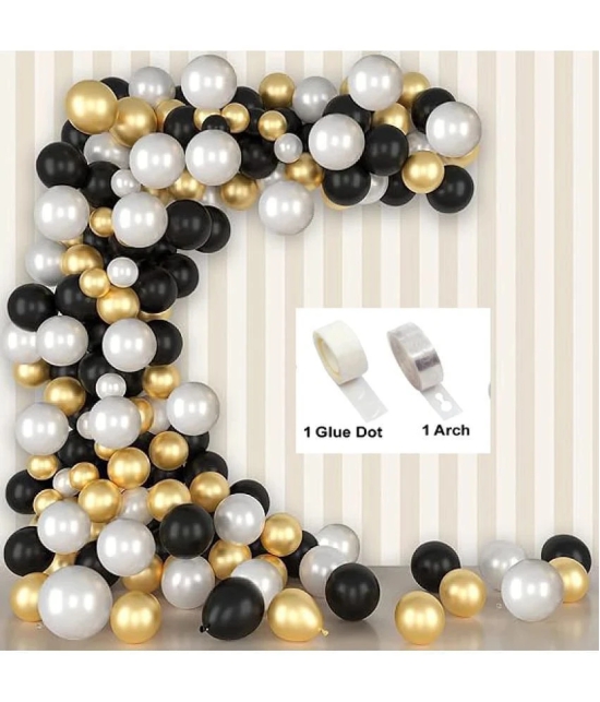 Kiran Enterprises 50 pcs Metallic Balloon + 1 Balloon Arch + 1 Balloon Glue Dot  Birthday Balloon Decoration - Black