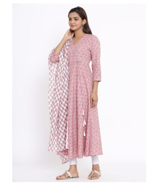 miravan Pink Cotton Anarkali Kurti - 3XL