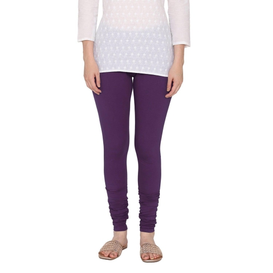 Women's Cotton Churidar Leggings (Free Size) - Imperial Purple