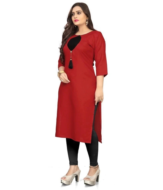 Lerkiza - Red Cotton Womens Straight Kurti ( Pack of 1 ) - XL