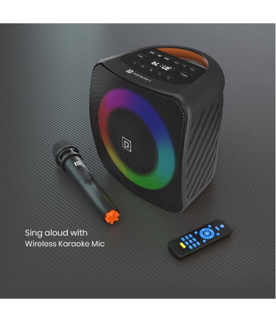 Portronics Dash Speaker:TWS Portable Speaker with Wireless Karaoke Mic. ,Black (POR 1339) - Black