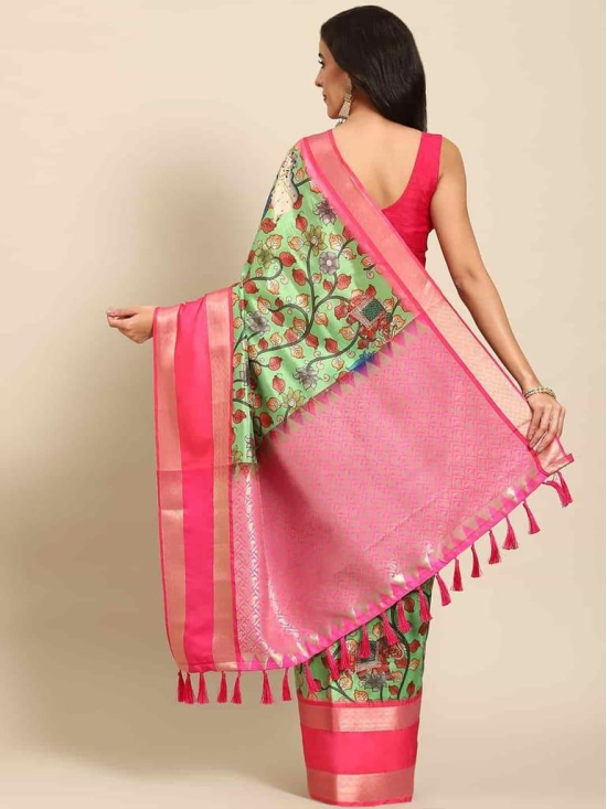 Women's Kalamkari Print with Regal Weave Silk Saree With Unstiched Blouse Piece