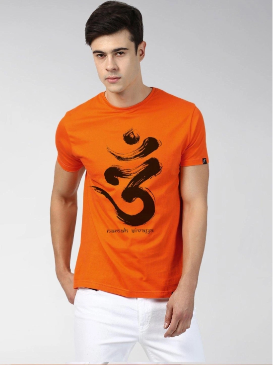 Mens Half Sleeve OMM Graphic T-Shirt-ORANGE / Large / 100% Bio Wash Cotton