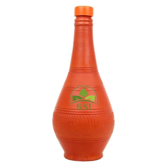 KSI Clay Water Bottle for Drinking Water Terracotta Self Cooling Bottle Clay Water Bottle for School Office Outings 1.25 Litres