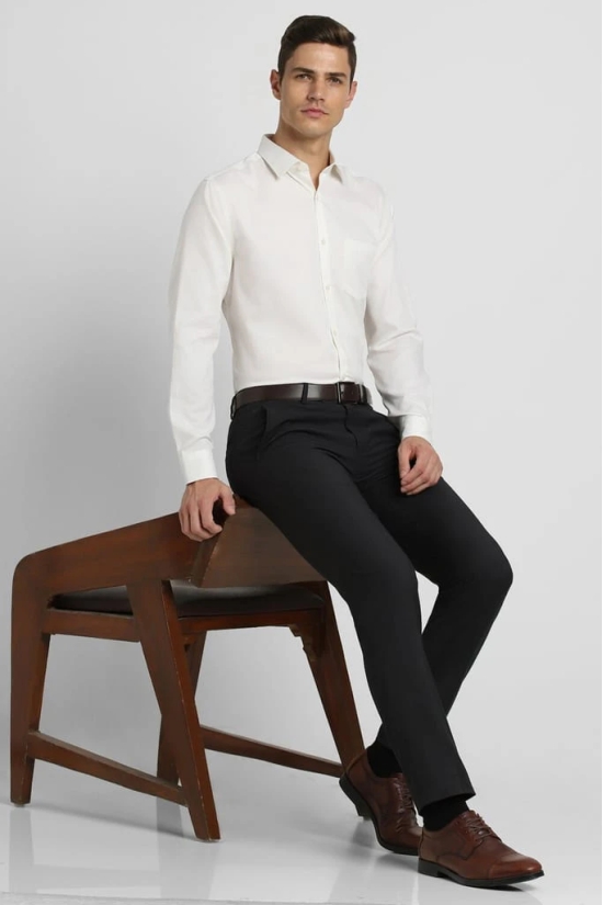 Men White Slim Fit Formal Full Sleeves Formal Shirt