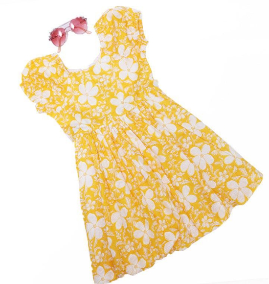 Tillie Dress in Yellow Flowers-10-12 years