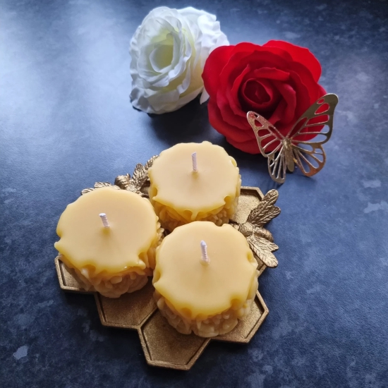 Set of 3 | Pure Beeswax Votive Candles | 1.6oz-Yellow