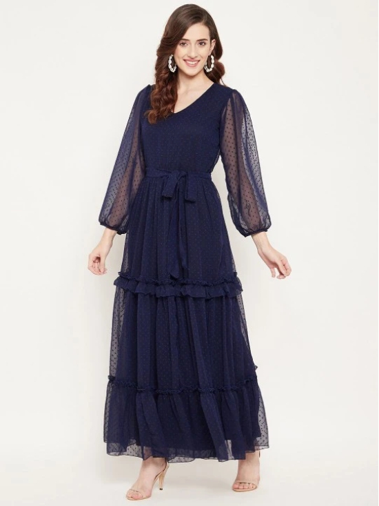 V-Neck Puff Sleeve Tiered Maxi Dress