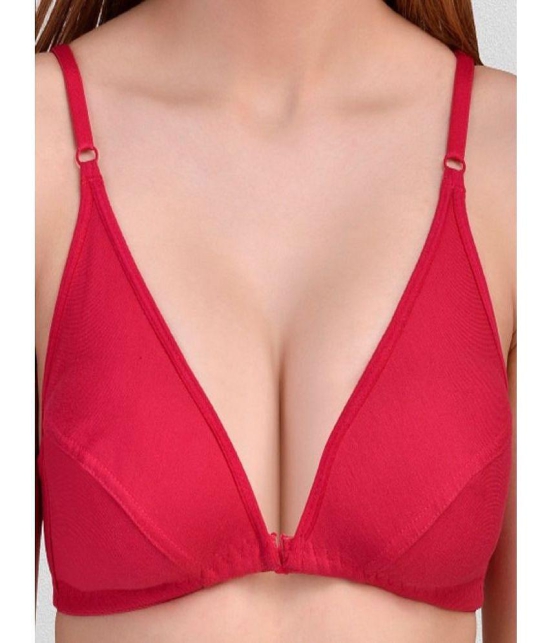 Zourt - Burgundy Cotton Non Padded Women's Everyday Bra ( Pack of 3 ) - None