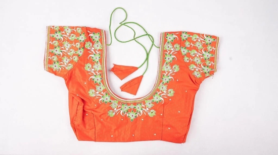 Sonchiriya Orange Embroidery Work Blouse