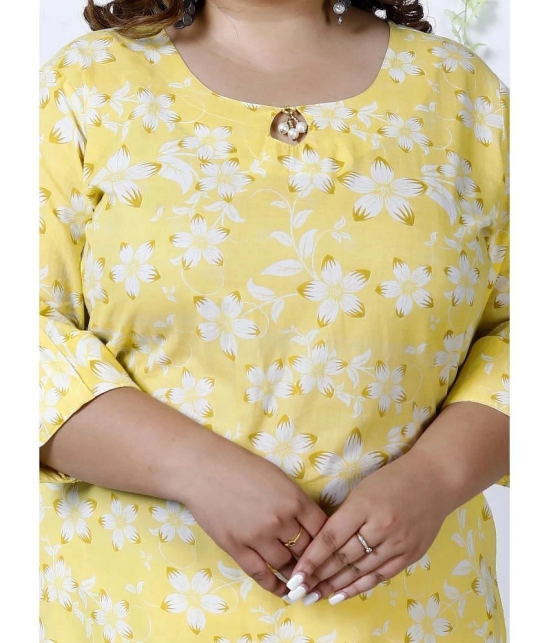 Swasti Cotton Printed Straight Womens Kurti - Yellow ( Pack of 1 ) - None