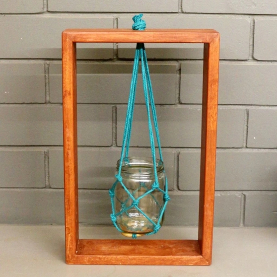 BARISH - Table Top Planter Wooden Frame (Single) | Handcrafted with Rubberwood | Wooden Frame with Glass Mason Jars | Indoor Planter with Stand 15.25 x 9.5 x 2 Inches