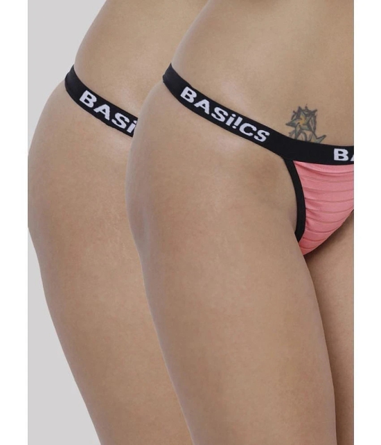 BASIICS By La Intimo - Multicolor BCPTH010B Polyester Striped Womens Crotchless ( Pack of 2 ) - None