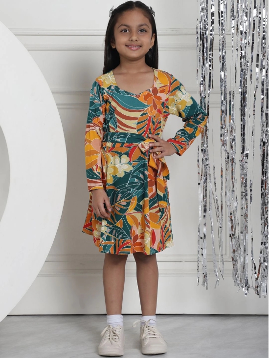 MINI & MING Girls Sweetheart Neck Tropical A-Line Midi Dress