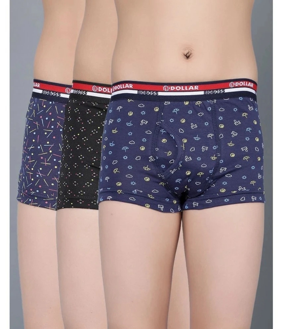 Pack of 3 Dollar Bigboss Cotton Blend Boys Trunks ( Multi Color ) MBKTR-15-MDRNTRNK-PO3-CO1 - None