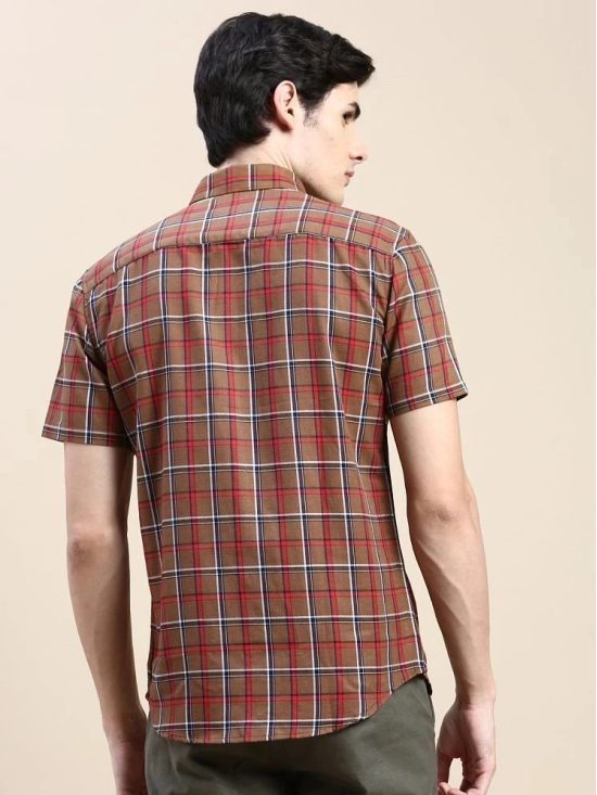 Showoff Cotton Blend Regular Fit Checks Half Sleeves Mens Casual Shirt - Brown ( Pack of 1 ) - None