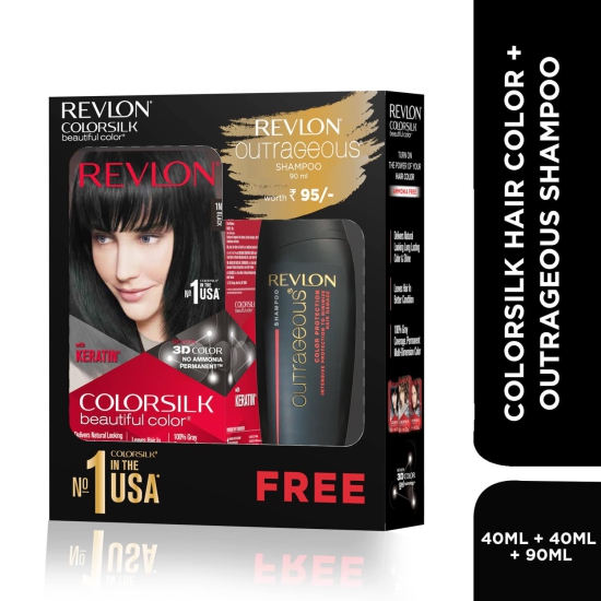 Revlon ColorSilk with Keratin (with Outrageous Shampoo 90 ml)