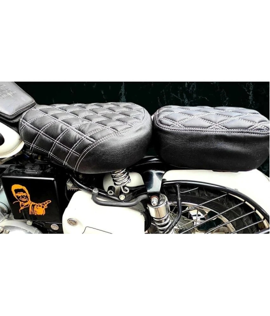 KOHLI BULLET ACCESSORIES Royal Enfield Classic 350 and 500 Diamond Design Seat Cover (Black with White)