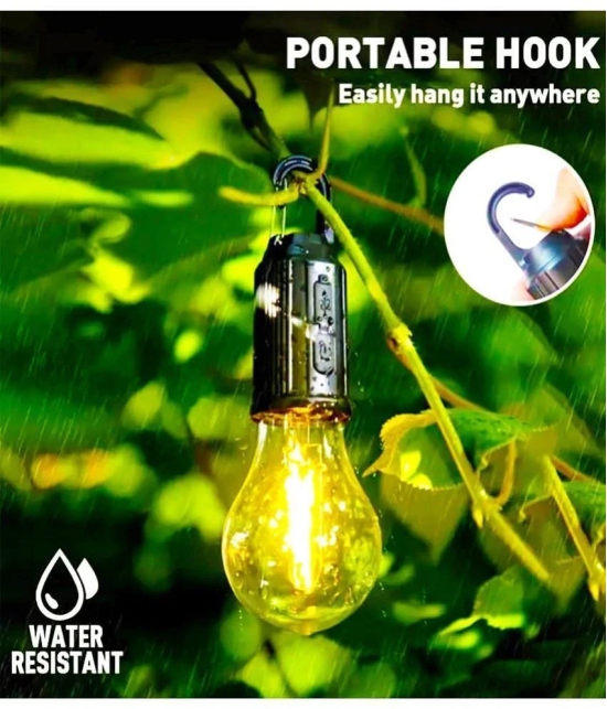 Rechargeable USB Hanging Light Bulb consumes low power and has two dimming modes. - Black