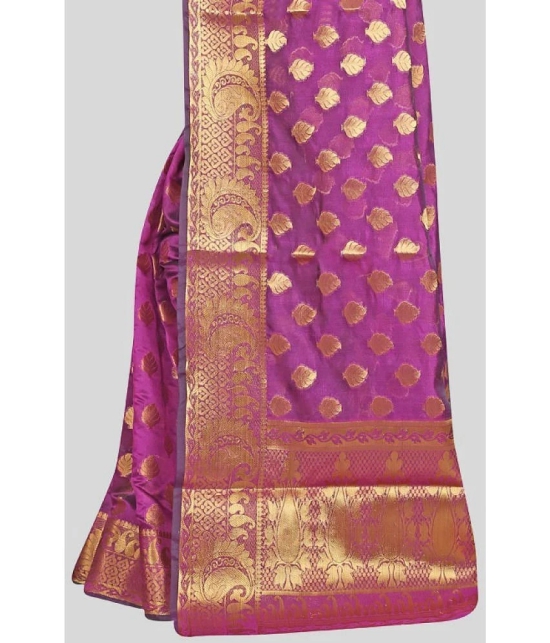 Gazal Fashions - Pink Banarasi Silk Saree With Blouse Piece ( Pack of 1 ) - Pink