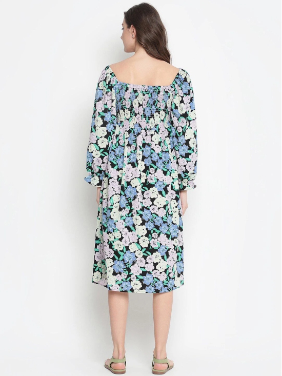 Oxolloxo Black & Blue Floral Maternity Midi Dress