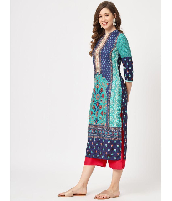 Pannkh - Navy Rayon Womens Straight Kurti ( Pack of 1 ) - None