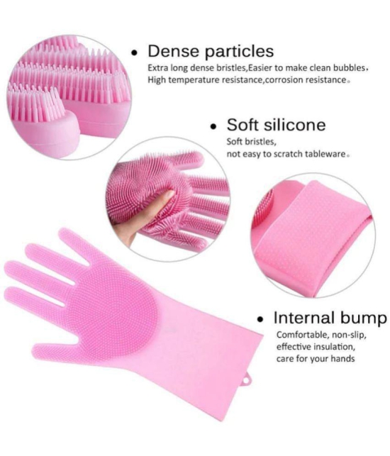 Tapixaa Combo Kit 1Pair Silicone Gloves,1 Roll Garbage Bag,1Pc Sink Drainer - Multicolor Silicone Free Size Cleaning Glove Set ( Pack of 1 )