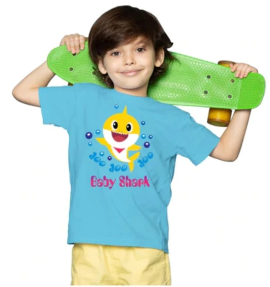 Boys Cotton Baby Shark Half Sleeve TShirt (Blue) PID41503