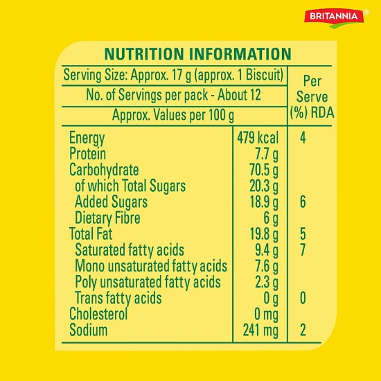 Britannia Nutrichoice 5 Grain Digestive Multigrain Biscuits - High Fibre, 200 G