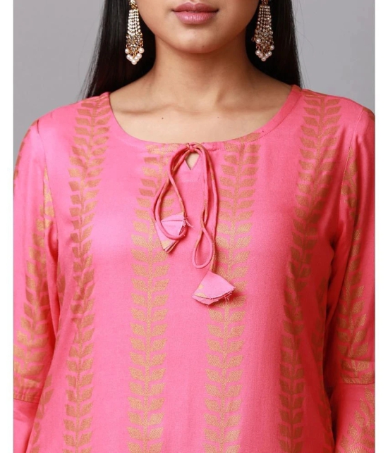 Alena Rayon Printed Straight Womens Kurti - Pink ( Pack of 1 ) - None