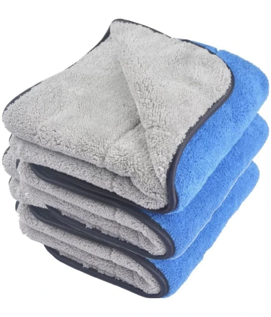 Auto Hub Blue 800 GSM Drying Towel For Automobile ( Pack of 3 )