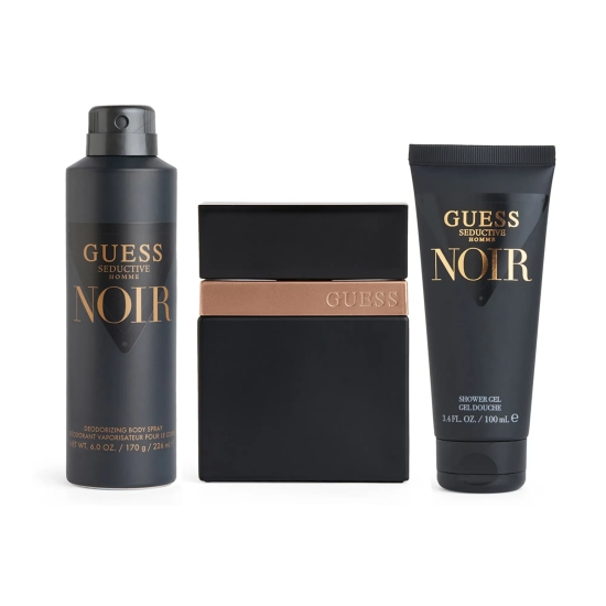 Guess Seductive Homme Noir Men Gift Set (Eau de Toilette 100ml + Shower Gel 100ml + Body Spray 170g + Pouch)