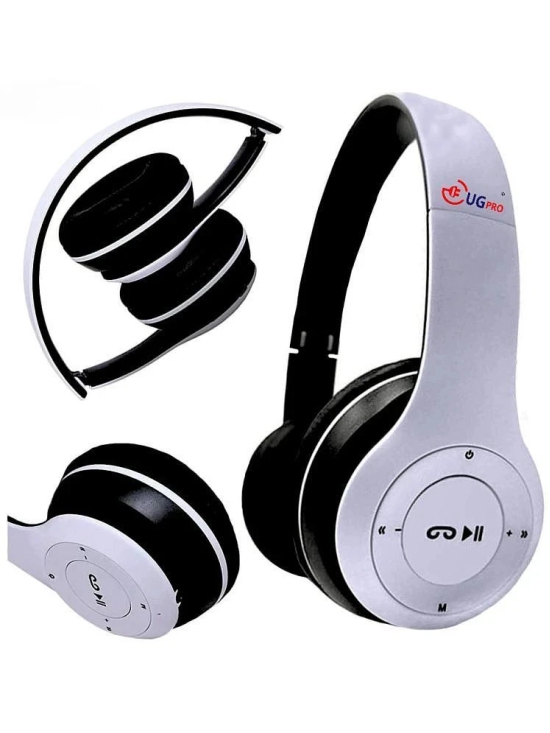 UGPro UGP-47 2 in 1 3.5 mm Bluetooth Headphone Over Ear 4 Hours Playback Adjustable length IPX4(Splash & Sweat Proof) White