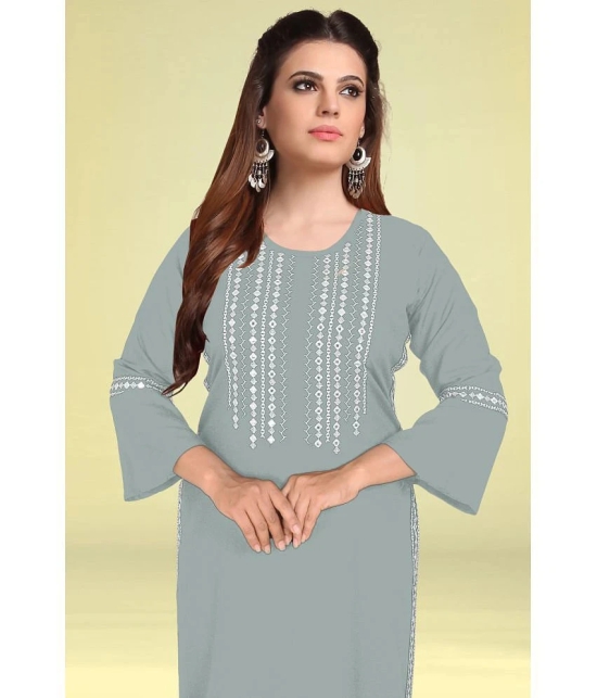 Kapadia - Grey Rayon Womens Straight Kurti ( Pack of 1 ) - None