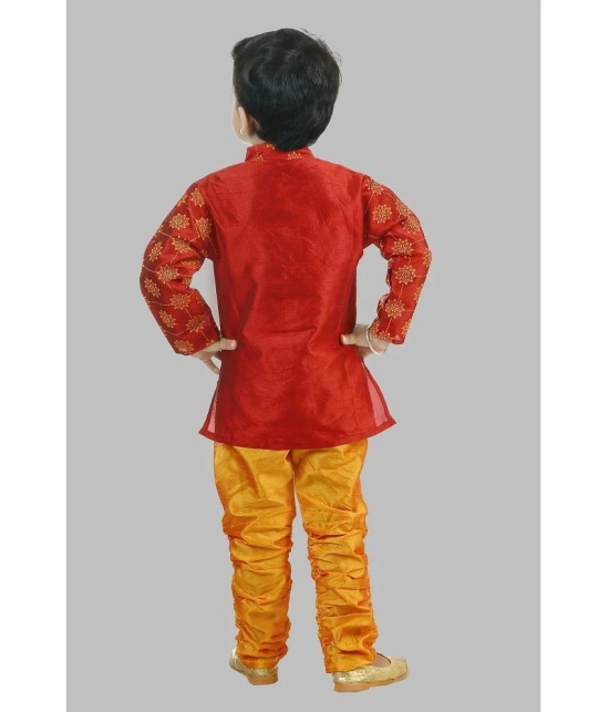 Pichkari Pack of 1 Boys Silk Kurta Sets ( Maroon ) - None