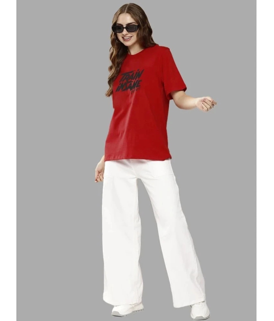 Leotude Red Polyester Oversized Womens T-Shirt ( Pack of 1 ) - None