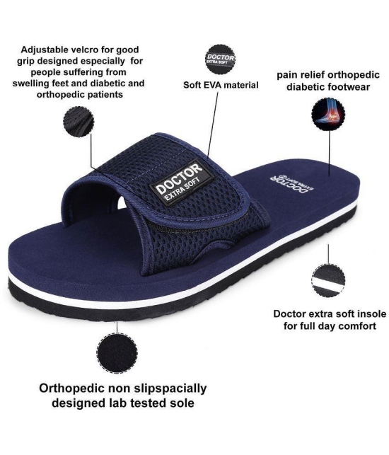 DOCTOR EXTRA SOFT - Navy Mens Slide Flip Flop - 11