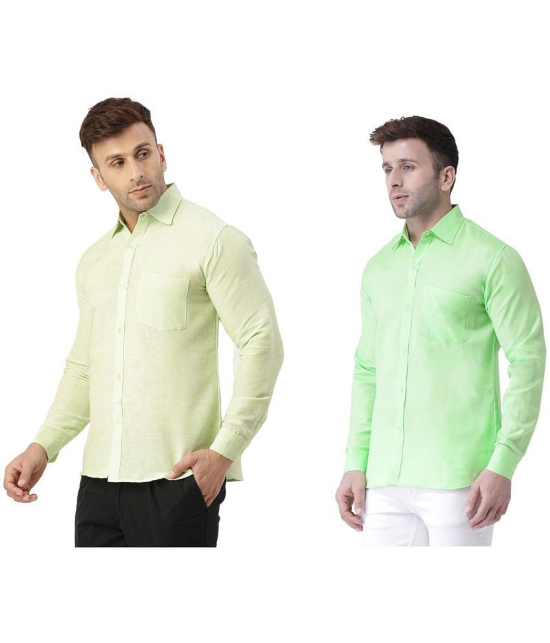 KLOSET By RIAG 100% Cotton Regular Fit Solids Full Sleeves Men's Casual Shirt - Fluorescent Green ( Pack of 2 ) - None