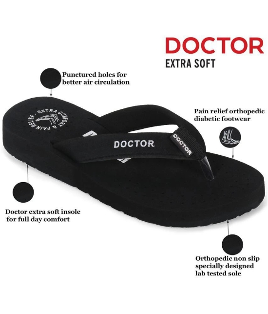 DOCTOR EXTRA SOFT - Black Womens Thong Flip Flop - None