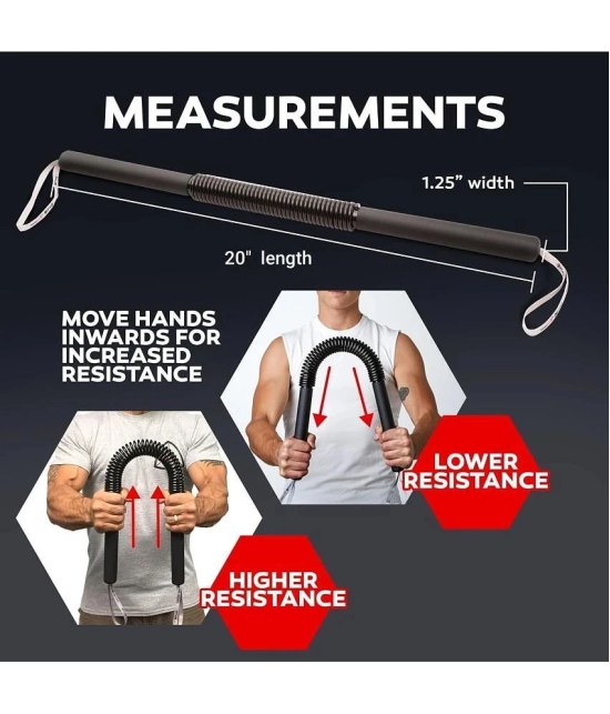 HORSE FIT Power Twister Bar |20kg- Upper Body Exercise for Chest, Shoulder, Forearm, Bicep and Arm Strengthener | arm Exercise Equipment | arm Strength Equipment | Hand Gripper - Black