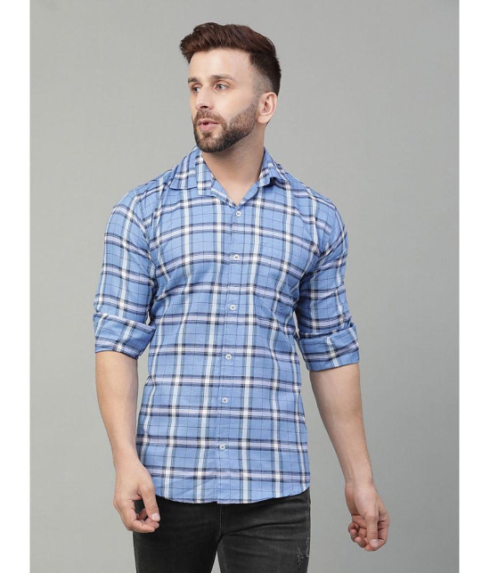 YHA - Blue Cotton Blend Regular Fit Mens Casual Shirt ( Pack of 1 ) - None