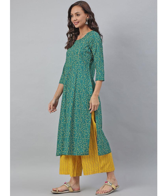 Janasya - Green Cotton Womens Straight Kurti ( Pack of 1 ) - None