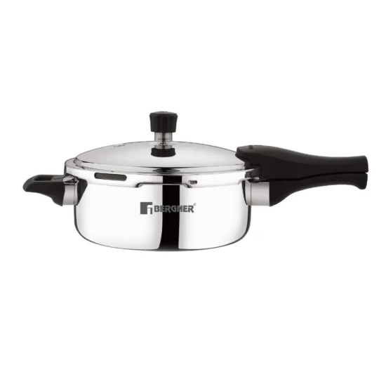 Bergner Trimax 3.5 Litre Tri-Ply Stainless Steel Outer Lid Pressure Pan | Gas & Induction Compatible | Silver