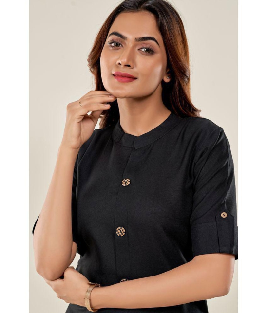 Glomee - Black Cotton Women's Straight Kurti ( Pack of 1 ) - None