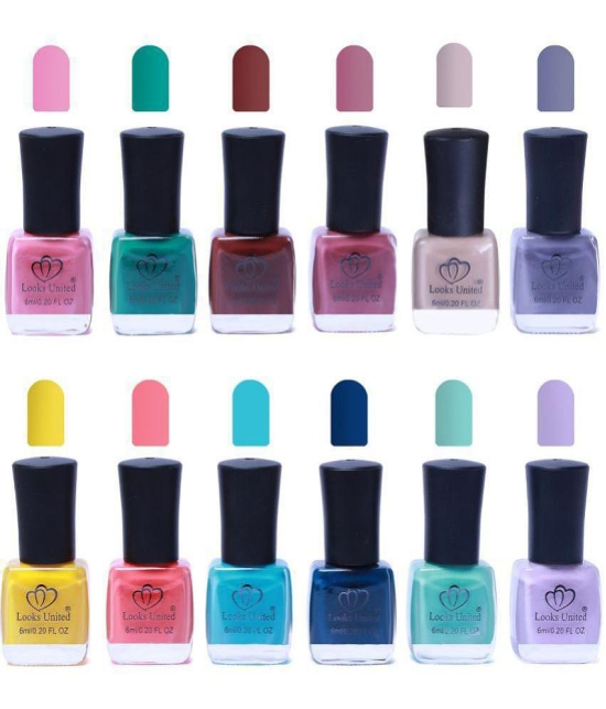 Looks United - Multi Glossy Nail Polish ( Pack of 12 )